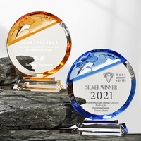 Trophée Nuage Bleu Jadevertu avec Logo Personnalisé en Verre et Cristal pour Cadeaux Annuels d'Entreprise et Professionnels