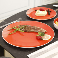 Service de table en porcelaine rouge orangé minimaliste nordique, vaisselle en céramique, bols, assiettes et plats