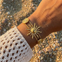 Bracelets ouverts CUMAI en acier inoxydable plaqué or, thème océan, étoile de mer, coquillage, conque, soleil, tortue, méduse, pour femmes