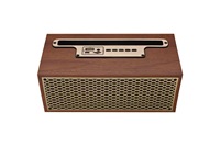 Altavoz Inalámbrico Portátil con Diseño Retro de Madera, Bajos Potentes, Radio FM, Soporte para Tarjeta TF, Soporte para Teléfono, Larga Duración, Altavoz de 8W
