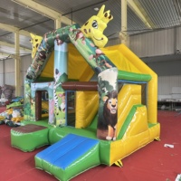 Kaluen Nouveau Design Château Gonflable 4m*4m Extérieur/Intérieur avec Toboggan Combiné pour Enfants, Jeux et Amusements, Toboggan Gonflable Château