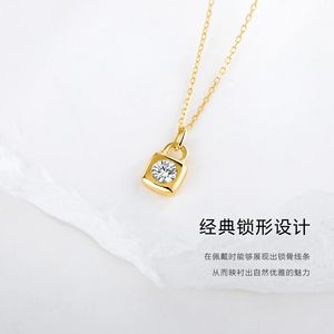 Collier en or 18 carats Xinfly avec diamant de laboratoire 0,30 ct, chaîne de clavicule, fermoir et pendentif paix, ensemble de bijoux fins en or véritable, cadeau - Product Image 3