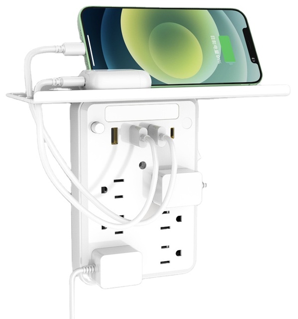 Power Socket Adapter,Wireless Plug Wall Extender With 6 Outlets, 3 USB Ports and 1TypeC ,has Night Light Phone Holder ,for Home