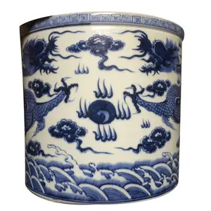 Jingdezhen cổ màu xanh và trắng sứ Vòng Rồng Trung Quốc nến nhà decors gốm sứ lọ