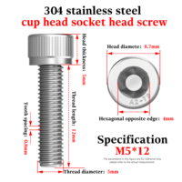 Tornillo de Cabeza Redonda de Acero Inoxidable 304 Clase 8.8, Rosca UNF M3-M10 DIN912 ISO4762, Perfiles de Aluminio para Uso Industrial