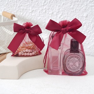 Sac cadeau en organza avec cordon de serrage et nœud pour bonbons de mariage, cadeaux de Noël, cosmétiques, parfums, emballage - Product Image 6