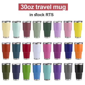 Custom logo Printing 20 30 oz Powder Coated Insulated Vacuum Thermal 30oz Tumbler Stainless Steel Travel Mugs <b>with</b> <b>Straws</b> - Product Image 2