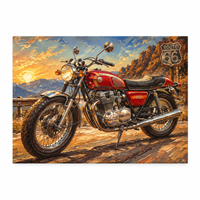 Affiches et impressions peintes à la main pour les passionnés de peinture à l'huile, thème moto rouge, décoration intérieure, cadeau unique