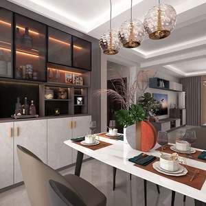 Elegant Modern Home Bar Furniture Luxurious Sideboard Wine <b>Cabinet</b> Glass Doors Metal Handles Ample <b>Storage</b> Living Room Kitchen - Product Image 4