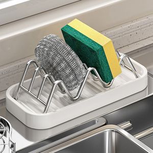 Stainless Steel Drain Rack With Tray Oval Shape Quick Dry For Kitchen Sink Storage Modern Design - Product Image 2