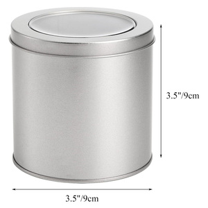 Silver 17 oz <strong>Large</strong> Kitchen <strong>Tin</strong> <strong>Can</strong> Box Metal Canister Window Top Lid for Loose Tea Coffee Chewing Gum Chocolate Candy Spices - Product Image 4