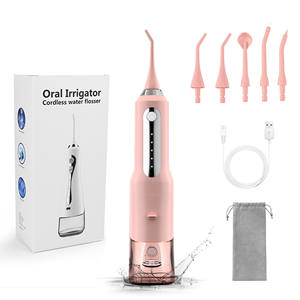 Irrigateur <span class=keywords><strong>dentaire</strong></span> professionnel portable sans fil, <span class=keywords><strong>jet</strong></span> d'eau électrique pour le nettoyage des dents, étanche IPX7, 5 utilisations domestiques - Product Image 1