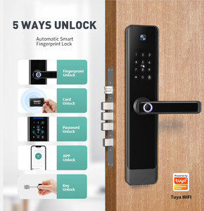 Fireproof Silver Camera Display Entrance <strong>Door</strong> Smart Lock Video Remote Unlock Tuya WiFi 6085 Card Code Fingerprint Digital Lock - Product Image 2