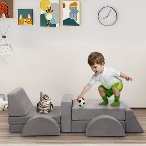 Conjunto de sofá infantil modular feito sob medida, sofá conversível para espreguiçadeira, mobília macia para sala de estar