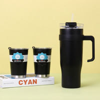 Vente en gros de coffrets cadeaux de 40 oz 40 oz avec logo personnalisé Ensemble de gobelets isolés à double paroi Ensemble de tasses à café avec poignée et couvercle