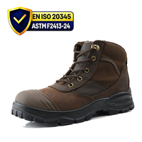 Bottes de travail robustes en cuir nubuck marron, avec embout en acier, fermeture éclair latérale, chaussures de sécurité mi-hautes, semelle durable, pour la randonnée et la construction
