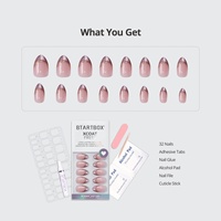 Faux ongles à presser de luxe rose œil de chat French Manucure, en gel souple amande, 3D doré, vente en gros