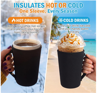 Manchons de tasse à café noirs en néoprène, lavables, réutilisables et adaptés à la sublimation, vente en gros