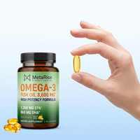 Gélules d'huile de poisson Oméga-3 triple concentration 3600mg, sans OGM, certifiées Halal, marque privée OEM, supplément EPA DHA, 120 unités pour adultes