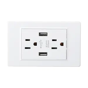 118 New Design PC Plate wall charging power switch US 6 port with 2 USB wall outlet