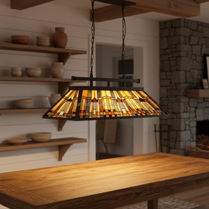 Lámpara Colgante LED Tiffany de Vidrio con 6 Luces, Altura Ajustable, para Mesa de Billar, 2700K, Luz Blanca Cálida, Cuidado de la Vista - Product Image 4