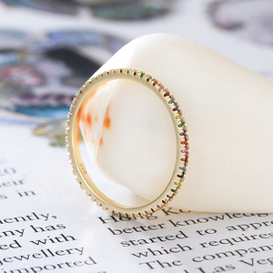 Anello RINNTIN SR63 Semplice Cerchio in <span class=keywords><strong>Argento</strong></span> Sterling <span class=keywords><strong>925</strong></span> Placcato Oro con Effetto Arcobaleno - Product Image 3