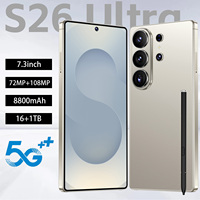 Téléphone Android 14 S26 Ultra Gaming, batterie 8000 mAh, écran HD 7,3 pouces, grand stockage 16+1 To, appareil photo 108 MP, bandes 5G globales pour les gamers