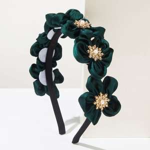 Brillant Chic Bonbons Couleur En Cuir <span class=keywords><strong>Fleur</strong></span> Bandeau Tempérament Scintillant Strass Rembourré Bandeau De Mariée De Mariage Accessoire De <span class=keywords><strong>Cheveux</strong></span> - Product Image 5