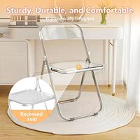 Chaise de salle à manger moderne en plastique transparent, pliable et empilable, avec pieds en métal, pour appartement, studio, coin d'exposition, style minimaliste