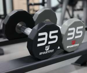 SMARTFIT 5-130lbs Haltères en uréthane avec poignée antidérapante Logo personnalisé Ensemble d'haltères en PU à 12 côtés - Product Image 3