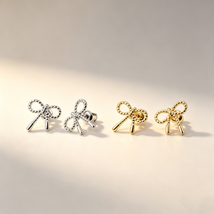 Korean Cute Trendy 18K Gold Plated Bow Stud <b>Earrings</b> for Women - Product Image 1