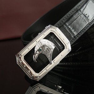 Cinturón de hombre de cuero de cocodrilo de alta calidad con hebilla de plata de ley 100% S925, cinturones de diseñador. - Product Image 5