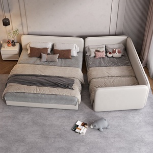 Lit superposé modulaire moderne pour bébé et enfant avec revêtement en cuir, garde-corps rembourré doux et extension tatami élargie - Product Image 4