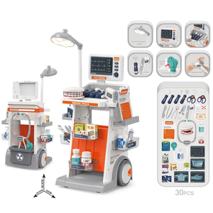 Ensemble de jouets de jeu de rôle médecin infirmière en plastique pour enfants comprenant des outils médicaux et des chariots à main avec idée cadeau dents - Product Image 1