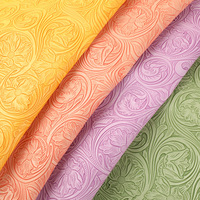 Cuir synthétique PVC 1,0 mm à motif floral gaufré pour papier peint, ameublement décoratif, sacs à main et artisanat