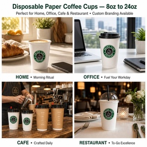 Kingze Custom Logo Printed Recyclable Eco Friendly Disposable Double Wall Paper Coffee Cup with Lids - Product Image 5