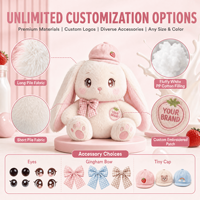 Mascotte en peluche Lapin Lait de Fraise, Jouet en peluche personnalisé, Animal en peluche, Mascotte douce, Vente en gros, Logo personnalisé, Cadeau promotionnel