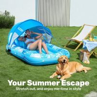 Flotador Inflable de PVC para Piscina con Toldo, Resistente a los Rayos UV, Balsa Portátil para Relajarse en Verano, Natación, Playa, Jardín