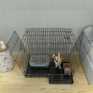 Cage d'élevage en fer classique Offre Spéciale pour animaux de compagnie Cage pour chien à double porte simple fermeture à bouton motif solide plateau en plastique amélioré - Product Image 6