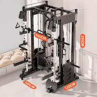 Power Cage Squat Rack avec barre Smith, systèmes de tirage LAT, machine à croisement de câbles et fixation de câbles pour salle de sport à domicile