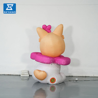 Chien gonflable publicitaire personnalisé, personnage d'anime, chien géant, dessin animé gonflable, collier de fleurs rose, chiot pour événements