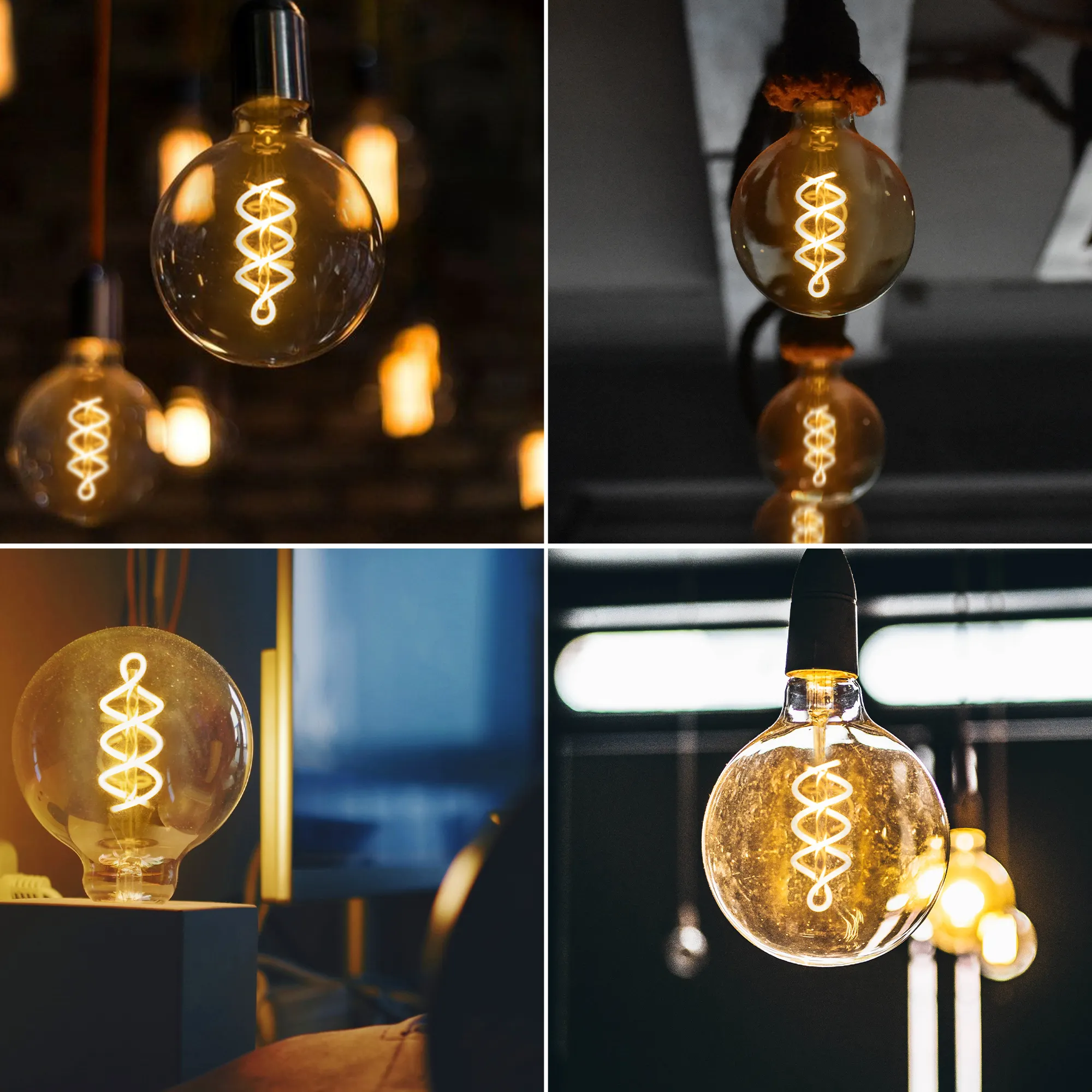 Bombilla LED de filamento en espiral, 2W, 4W, 6W, E26, E27, A60ST64, G80, reemplaza la lámpara Edison de tungsteno, lámpara de decoración del hogar