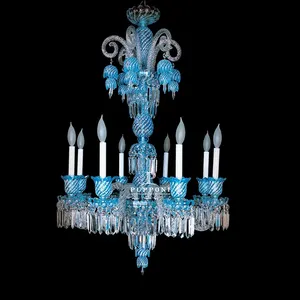 Kroonluchters Kristallen Verlichting Bohemia Blauwe Kroonluchter Lustres De Cristal Decoratieve Lampen Hanglamp