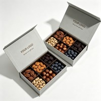 Boîte d'emballage magnétique de luxe recyclable personnalisable en gros avec compartiments pour noix, cadeau, noisettes, noix de Grenoble, noix de cajou, pignons de pin, boîte en papier
