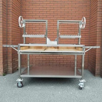 53 "nouveau Design Double système de levage bois charbon de bois en acier inoxydable BBQ Grill Santa Maria Argentine Grill avec panier à feu moyen
