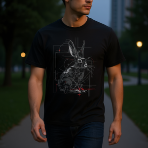 Camiseta con dibujo de conejo, arte abstracto de animales, gráfico geométrico, lebre - Product Image 3