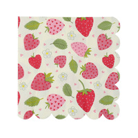 Serviettes en papier à bords ondulés imprimées fraises DM, jetables, festonnées, pour dîner, anniversaire, pique-nique, décoration de table