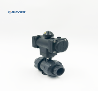 COKVER CK56 Katup Bola Pneumatik 2 Arah untuk Minyak Gas Air Aksi Ganda PVC/Cpvc DN15 DN100 PN1.0 MPA Suhu Sedang
