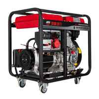 Générateur diesel à cadre ouvert d'usine 8kw 220v démarrage électrique avec roues et poignée grand réservoir AVR