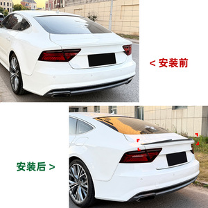 Audi A7 S7 C7 2011 2017 <b>Rear</b> <b>Spoiler</b> Piano Black Carbon Fiber Texture Ducktail Trunk Wing ABS Aerodynamic Modification - Product Image 4